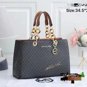 Charcoal Monogram Chain Tote Bag